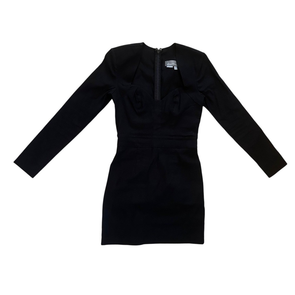 Anthropologie Black Long Sleeve Structured Sweetheart Mini Dress Size 4‎